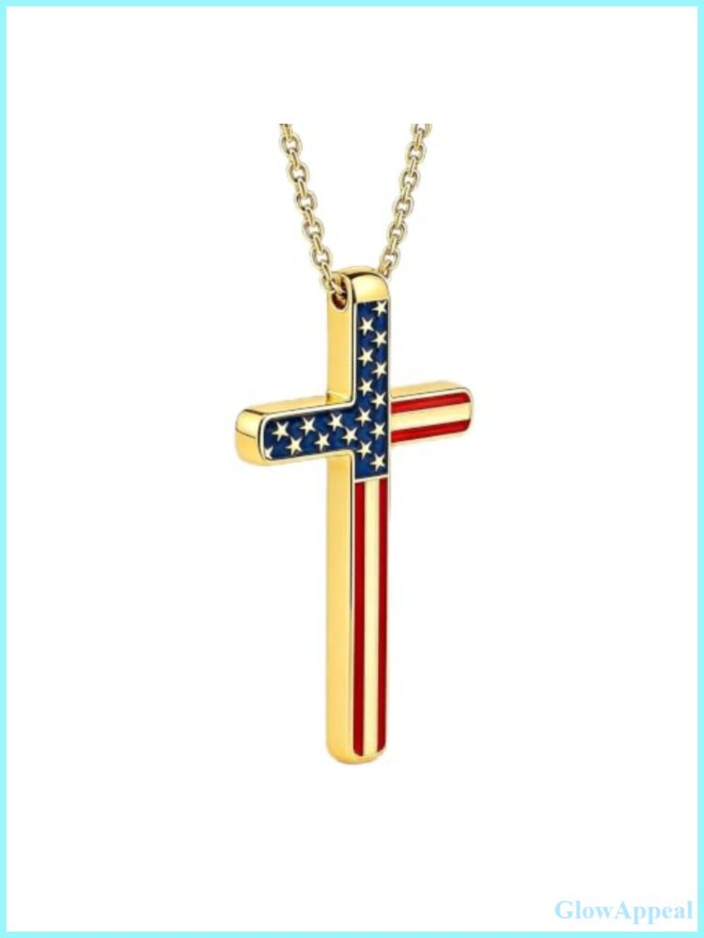 Gold Plated Cross Necklace Set 3 Pack Patriotic Faith Pendant 22.8 in Chain